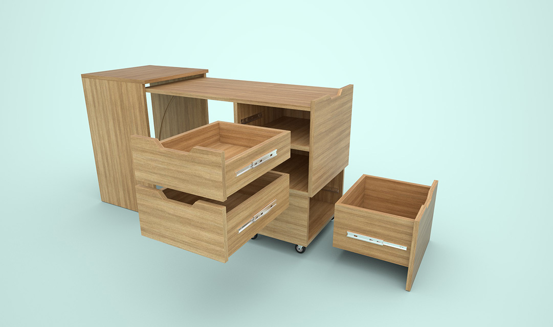 Vanity Storage Kit with drawers and open shelves